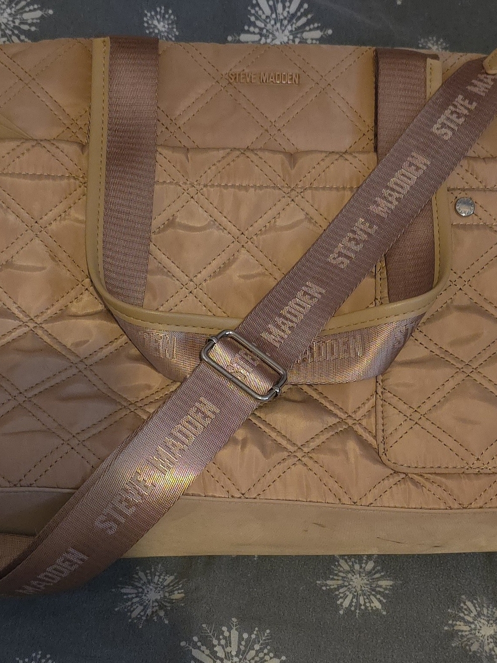 Steve Madden Quilted Work Tote Bag with Logo Strap